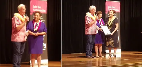 Honolulu Mayor Kirk Caldwell presented Jenkins with a proclamation declaring Saturday as AARP Day in Honolulu.