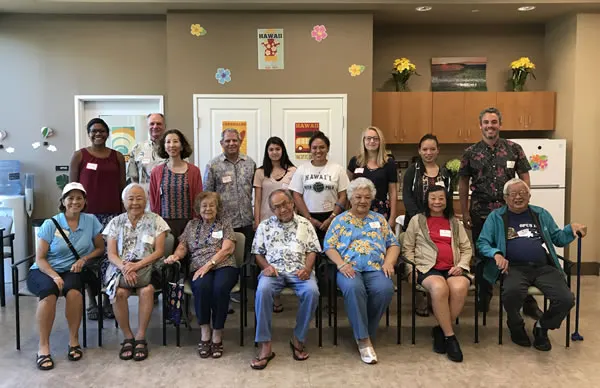 World Youth Congress delegates, Plaza Assisted Living Waikiki residents, Mike Packard (Complete Streets Administrator), and Frank Streed (AFH Co-Chair) at the Age-Friendly City workshop.