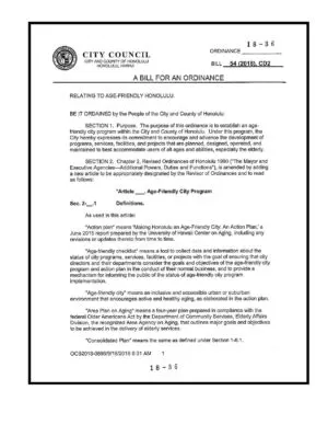 Age Friendly City Honolulu Ordinance